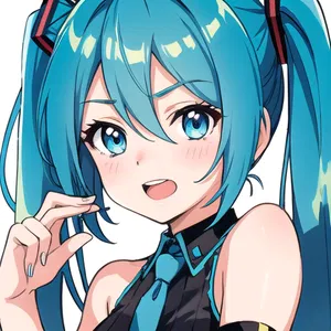 AI chat Miku Hatsune X Blue Collar Anime Pink Hair White Hat