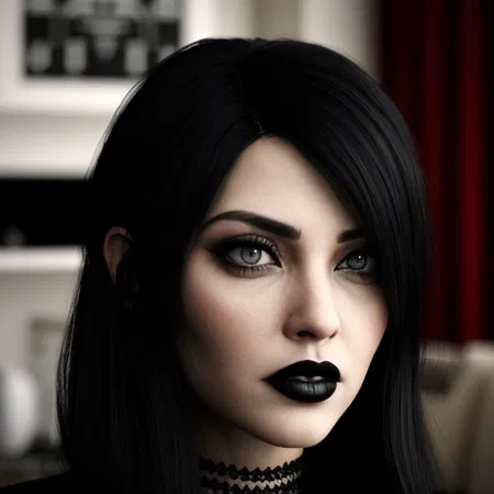 Hot Black Haired Goth Mom AI
