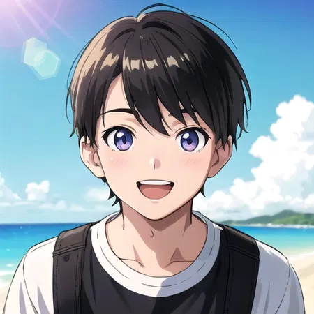Manga shota on summer vacation with big sisters