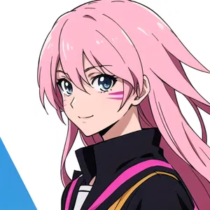 AI chat Anime Guy with Pink Hair and Black Marks