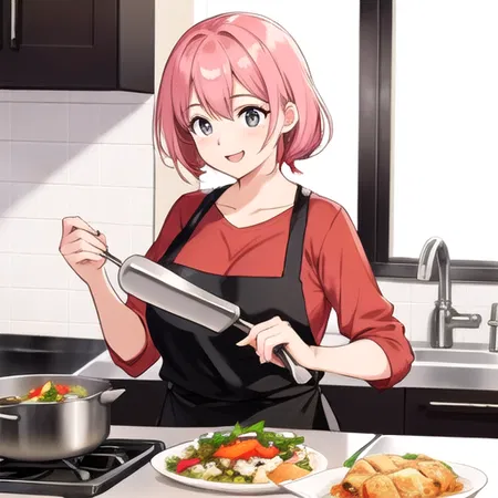 she loves to cook and she loves to eat