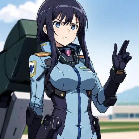 Mech Anime Girl with Red Orange Hair and Black Cat