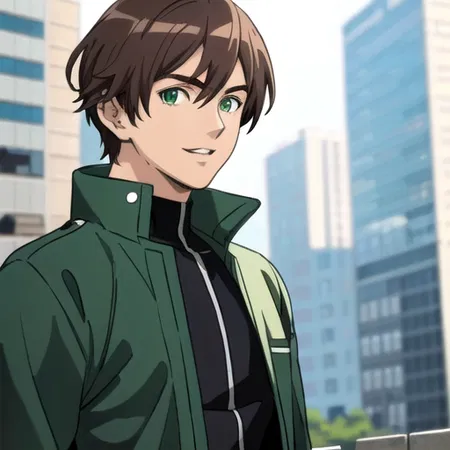 anime guys with brown hair and green eyes