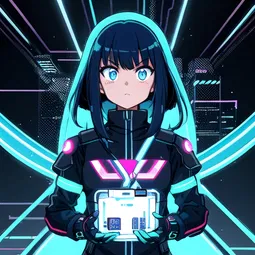 Neon Background AI Character