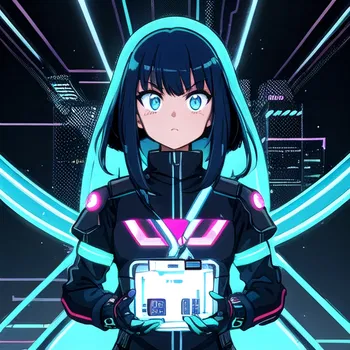 AI Character Neon Background