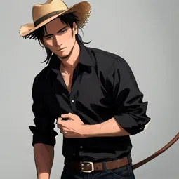 Black Straw Cowboy Hat AI Character