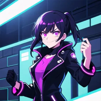 AI Character Neon Glitch