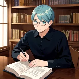 Wood Bookcase AI Character