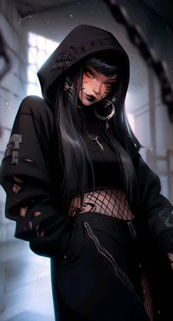 AI Character Dominant Goth GF