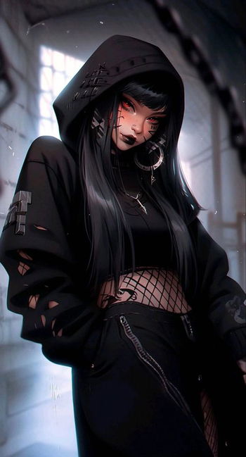 AI Character Dominant Goth GF