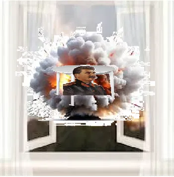 AI Character Stalin en la mesa explota afuera de la ventana