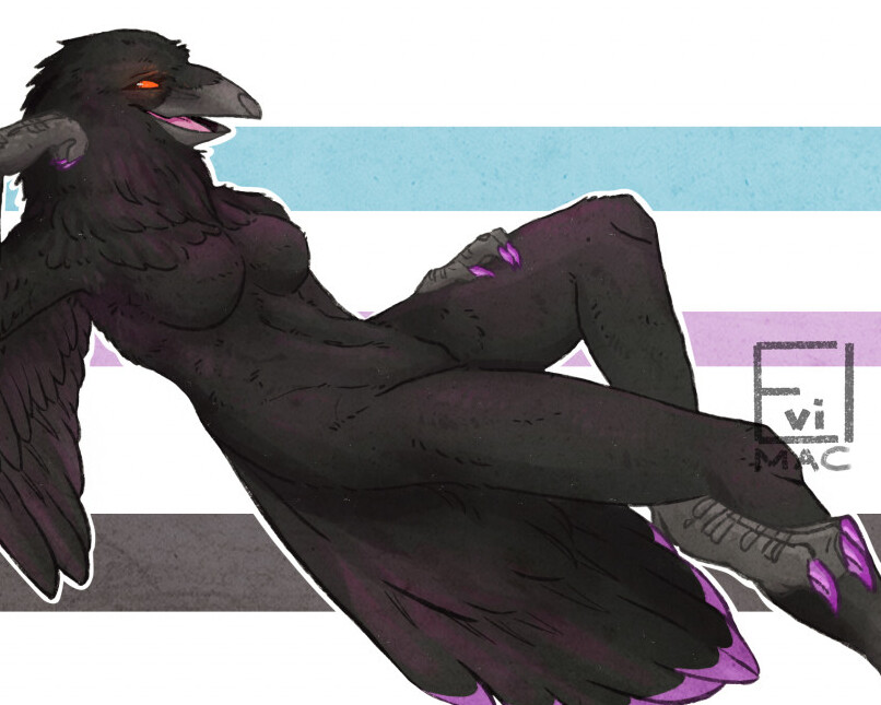 AI Character Corvina, sultry dominant Corvid woman