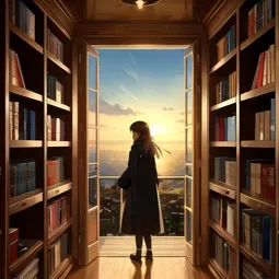 Solid Wood Bookcase AI Character
